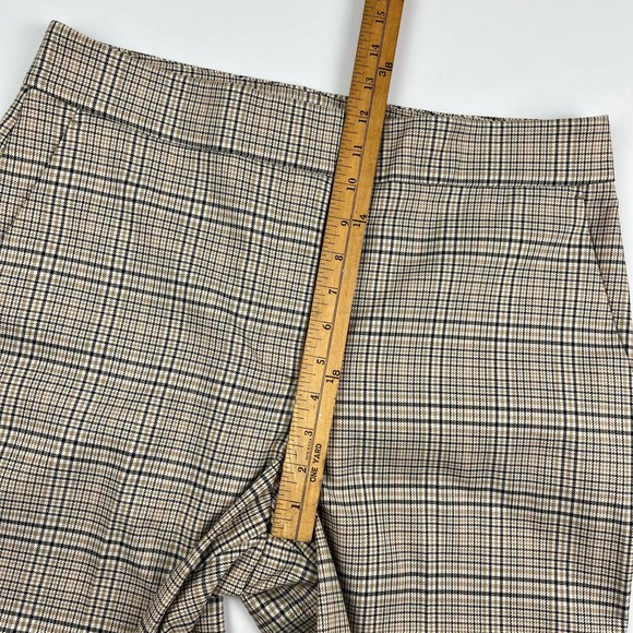 Ann Taylor Women's Petite Wide Leg Cropped Tan Brown Plaid Trouser Pants 12P - Picture 12 of 16